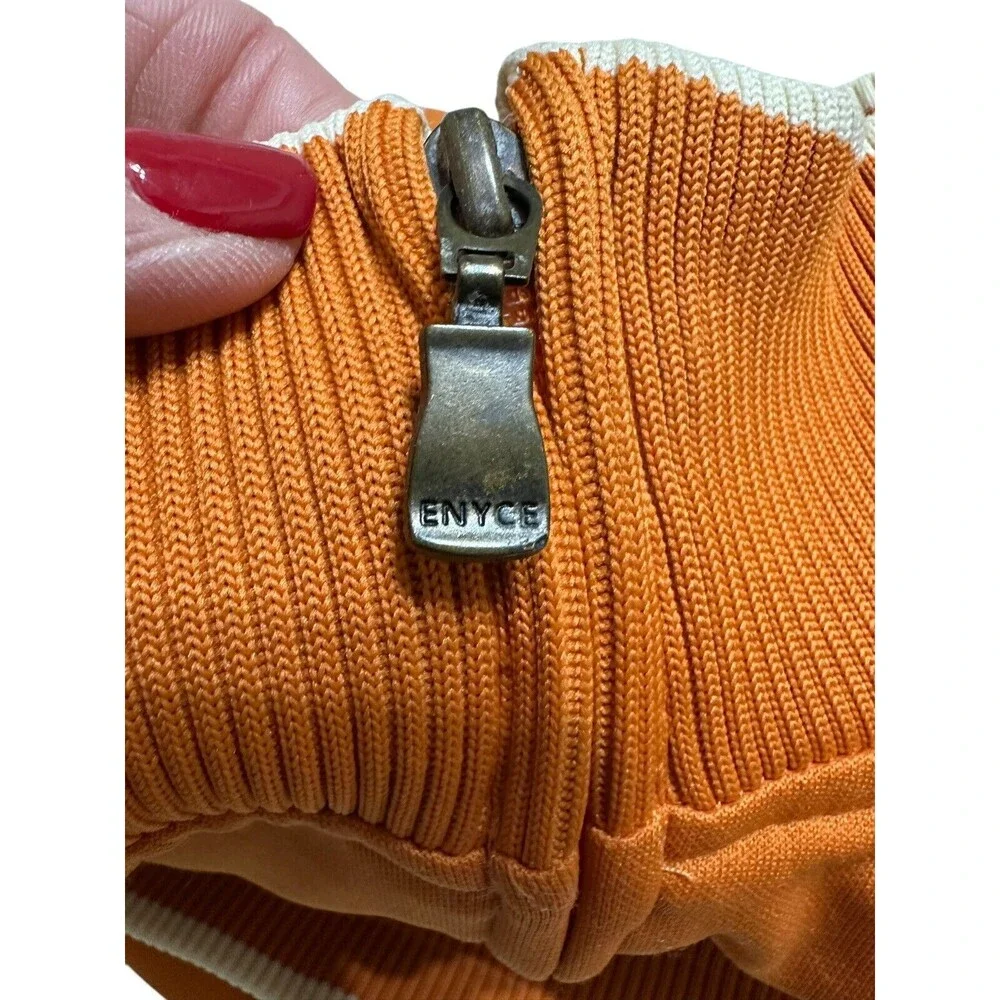 Vintage ENYCE Track‎ Jacket Size 3XL Full Zip Up Mock Neck Graphic Orange #W3-4